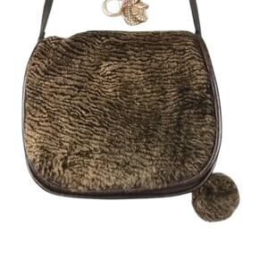 Patricia Nash Brown Leather Sherpa Shoulder Bag Laser Cut Collection Pre-Owned
